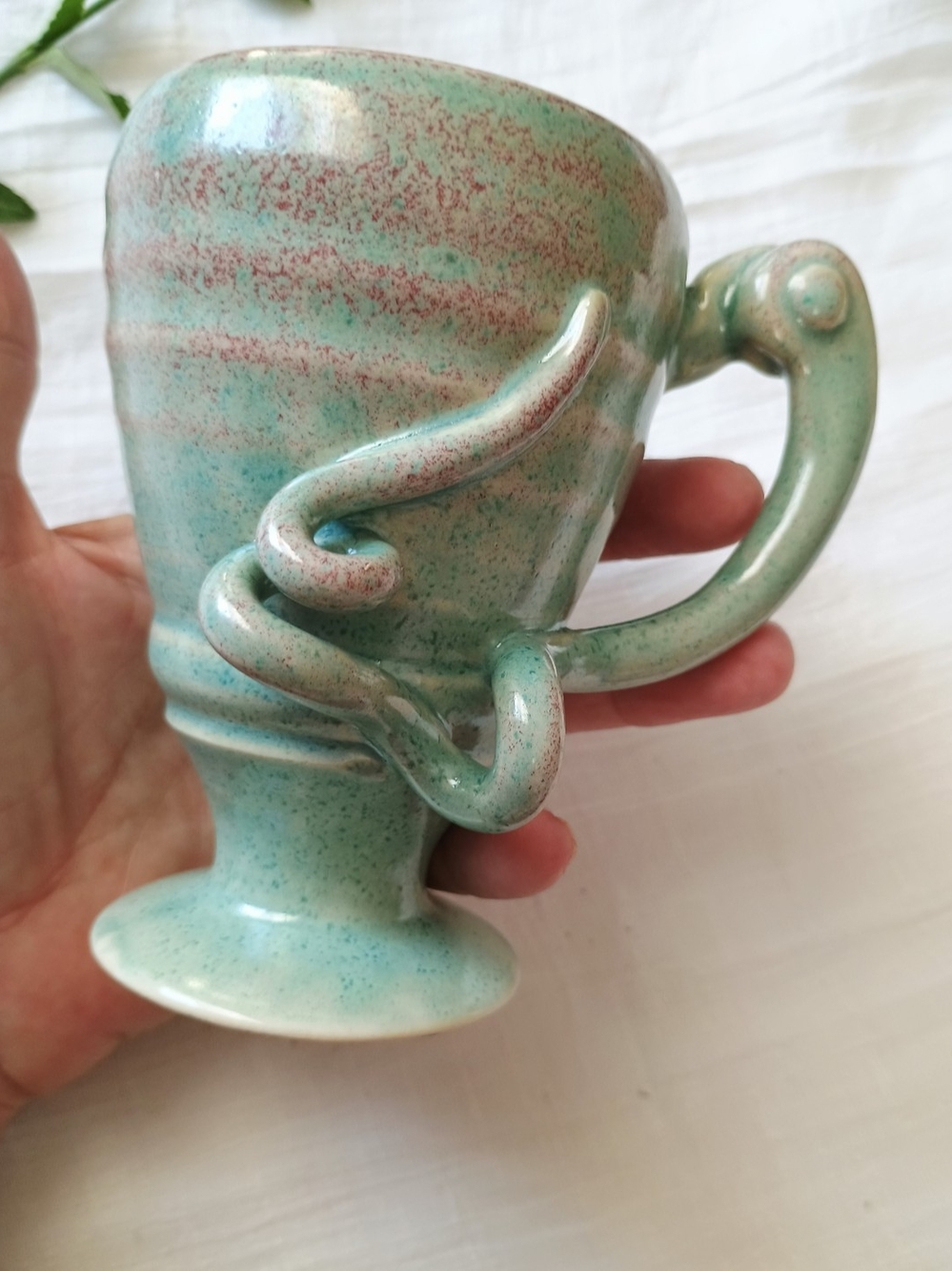 💚 ARTISAN HOME 💚 VTG Larry Watson Hand-Turned Pottery Chalice, Steampunk, Boho